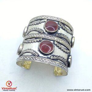 Single  Afghan Tribal Stones Cuff Bracelet, Kuchi Bracelet, Afghan Cuff